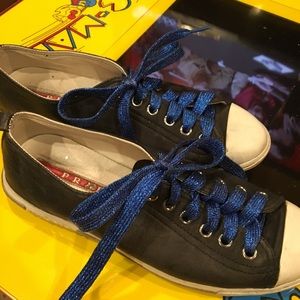 PRADA sneakers , leather blue. 37.5